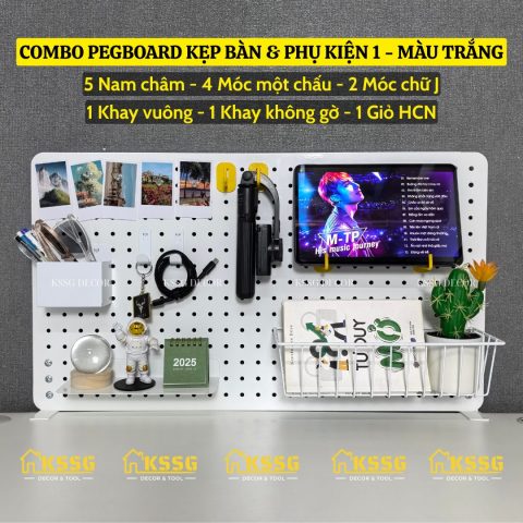 Combo bảng pegboard kẹp bàn