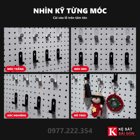 Ảnh móc chữ J cài tấm tôn lỗ, treo chìa khoá và dụng cụ nhỏ – ảnh 4
