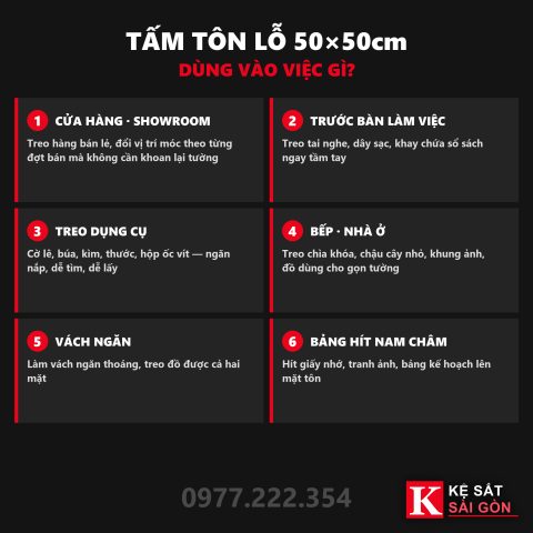 Tấm tôn lỗ 50×50cm dùng vào việc gì