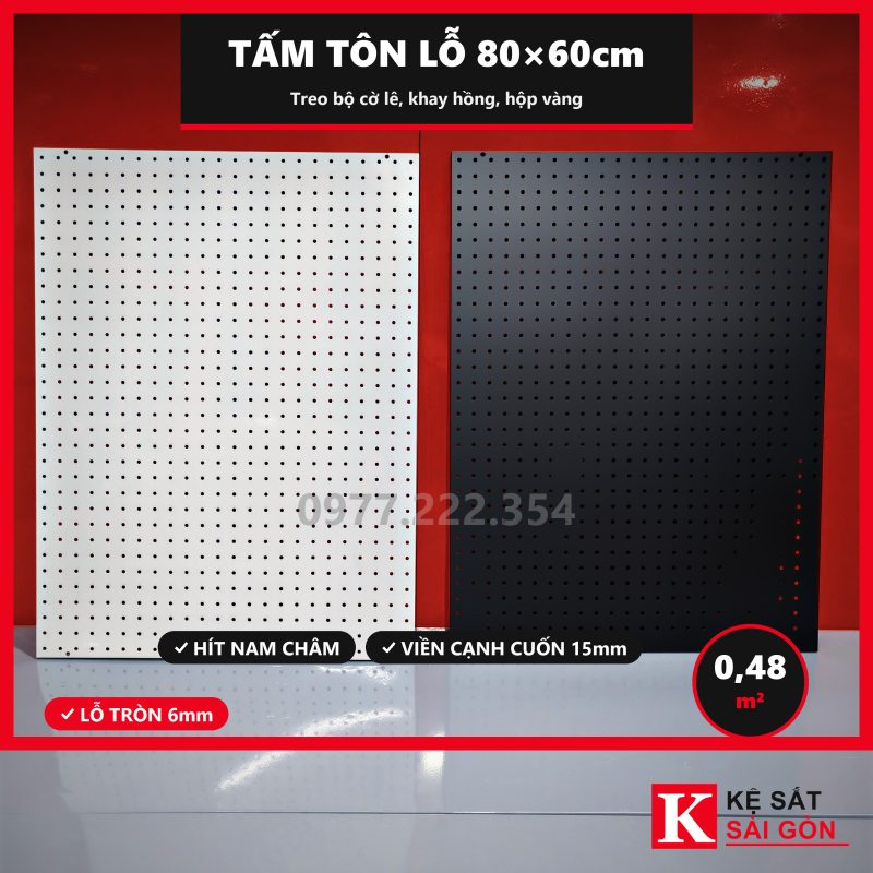 Tấm tôn lỗ cạnh vuông 80×60cm, có bản trắng và bản đen