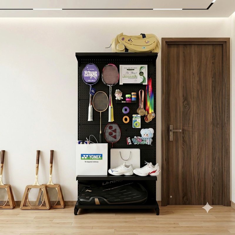 kệ pegboard 90×180 đen — 3 tầng