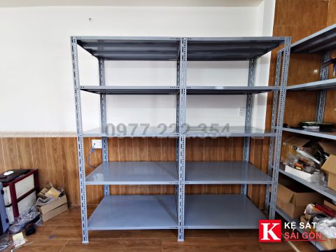 Bộ kệ sắt V lỗ đa năng (100 × 40 × 180 cm) - 5 tầng mâm màu xám