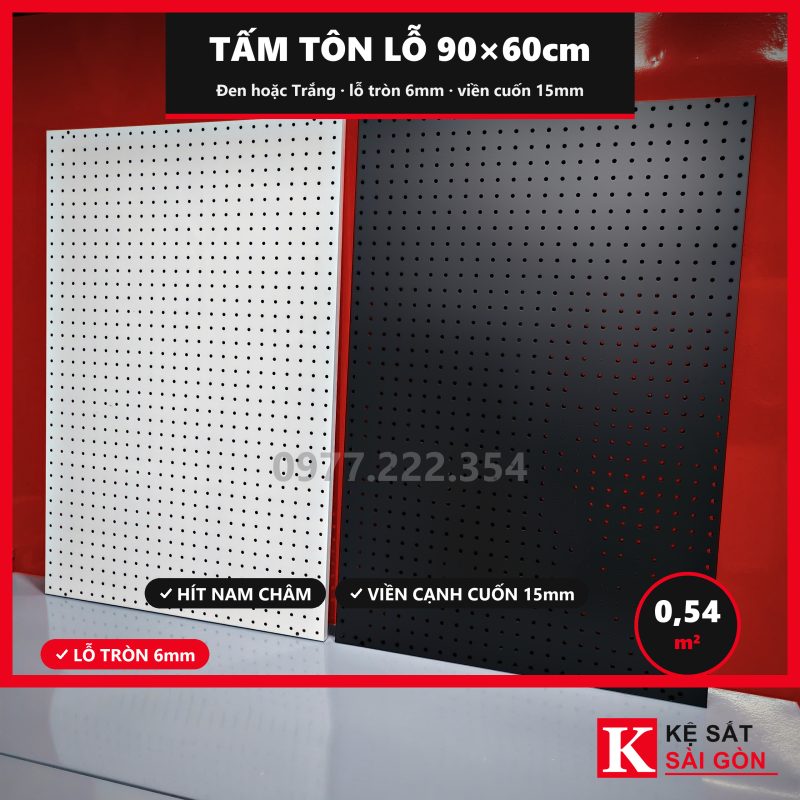 Tấm tôn lỗ cạnh vuông 90×60cm, có bản trắng và bản đen