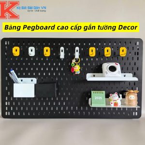 Tấm Pegboard lỗ dọc cao cấp gắn tường Decor phòng, bảng kim loại treo phụ kiện trang trí bàn làm việc, văn phòng phẩm