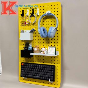 Tấm Pegboard Cao Cấp Gắn Tường Màu Vàng - Treo phụ kiện trang trí bàn học, góc làm việc