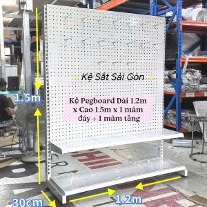 💥HỆ LỖ 8LI 💥Kệ Pegboard Treo Phụ Kiện Trưng Bày Shop, Kệ Treo Đồ Đa Năng - Dài 1.2m x Cao 1.5m x 1 mâm đáy + 1 mâm tầng