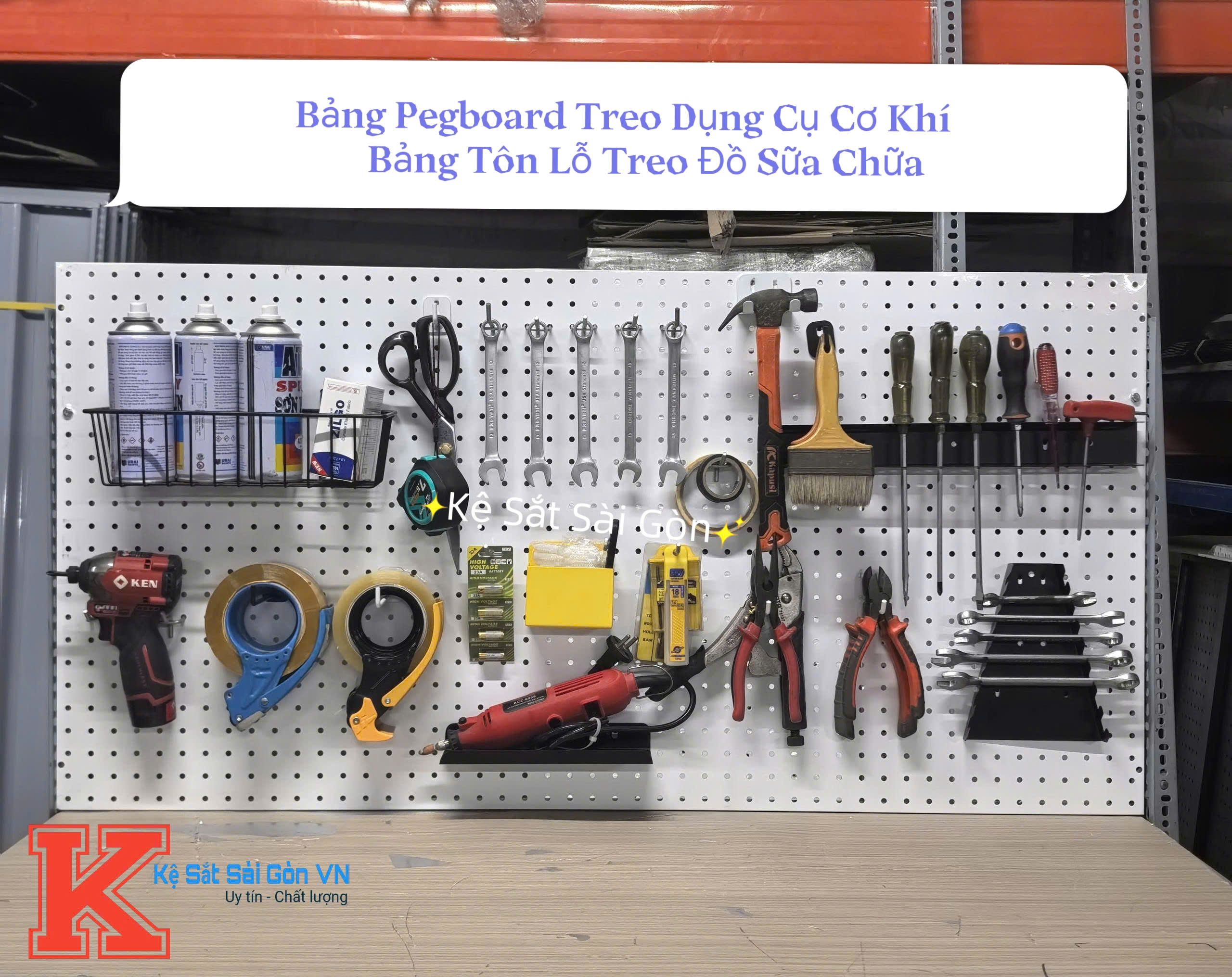 Bảng Pegboard Kim Loại Treo Dụng Cụ Cơ Khí, Bảng Đục Lỗ Treo Đồ Sửa Chữa, Dụng Cụ Cầm Tay Cho Garage & DIY