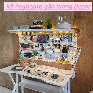 Tấm Tôn Lỗ Gài Thanh Ray Gắn Tường Treo Phụ Kiện Decor Bàn Học, Bàn Làm Việc